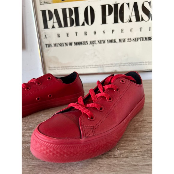 Converse Red Vegan Leather Ladies Size 6 Shoes 9A1603M88 - Picture 4 of 8